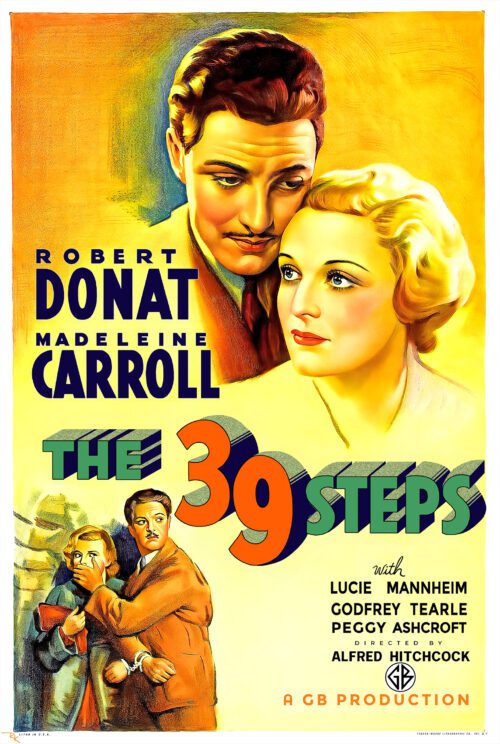 "The 39 Steps" directed by Alfred Hitchcock, starring Robert Donat