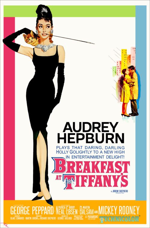 Digitally restored Breakfast at Tiffany's movie poster starring Audrey Hepburn