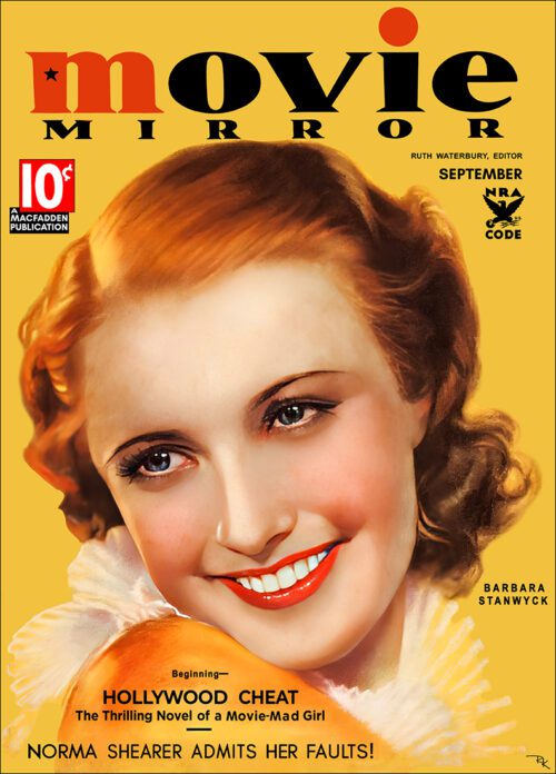 Barbara Stanwyck Movie Mirror Cover (Sept 1934)