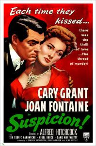 Digitally restored Suspicion directed by Alfred Hitchcock, starring Cary Grant and Joan Fontaine. - The Movie Poster Store