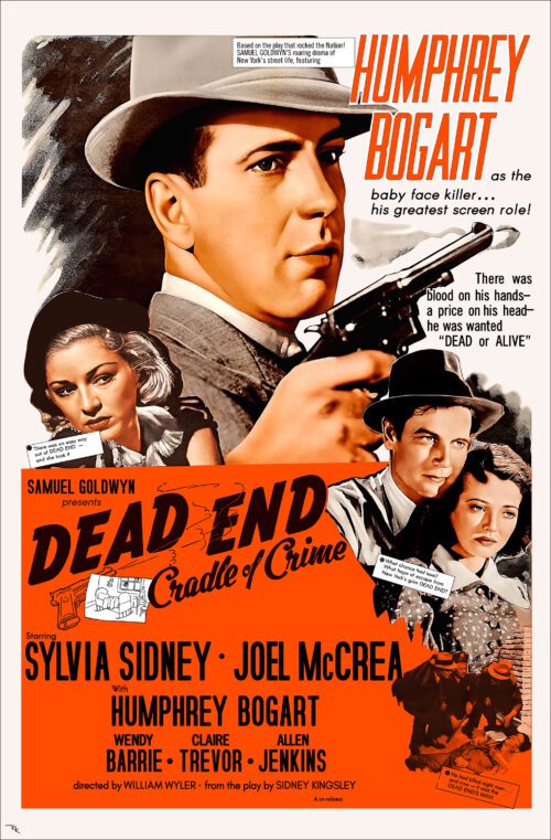 Digitally restored Dead End movie poster starring Humphrey Bogart with Joel McCrea and Sylvia Sidney-The Movie Poster Store