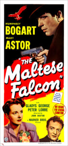 Digitally restored “The Maltese Falcon” movie poster starring Humphrey Bogart with Mary Astor - The Movie Poster Store