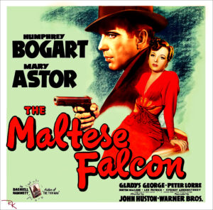 Digitally restored “The Maltese Falcon” movie poster starring Humphrey Bogart with Mary Astor - The Movie Poster Store