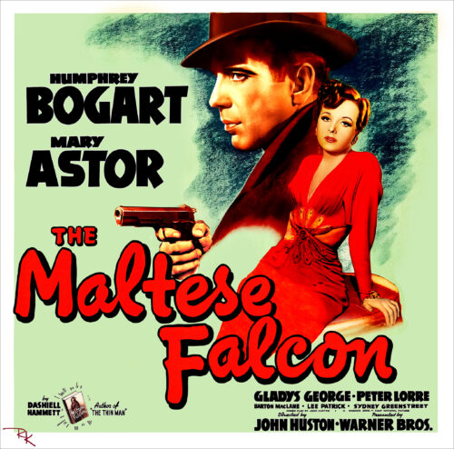Digitally restored “The Maltese Falcon” movie poster starring Humphrey Bogart with Mary Astor - The Movie Poster Store
