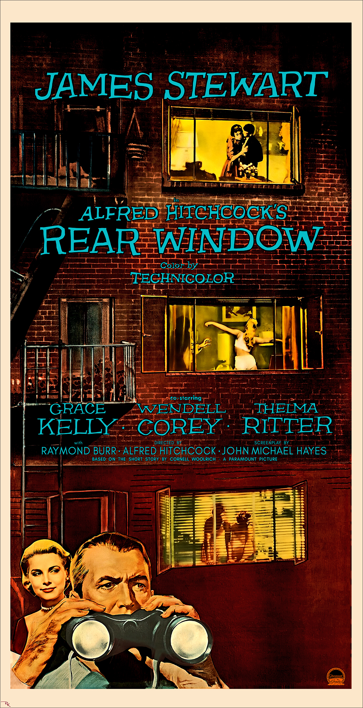 "Rear Window" <br>directed by Alfred Hitchcock, <br>starring James Stewart and Grace Kelly Digitally restored Rear Window directed by Alfred Hitchcock, starring James Stewart and Grace Kelly - The Movie Poster Store