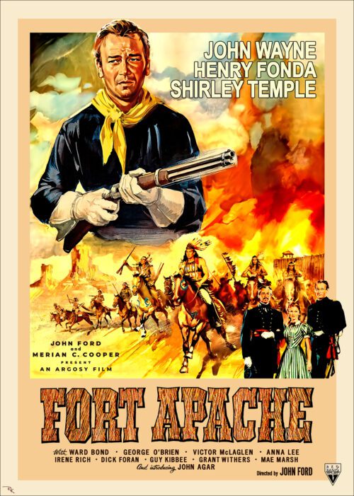Digitally restored Fort Apache movie poster starring John Wayne, Henry Fonda, and Shirley Temple-The Movie Poster Store